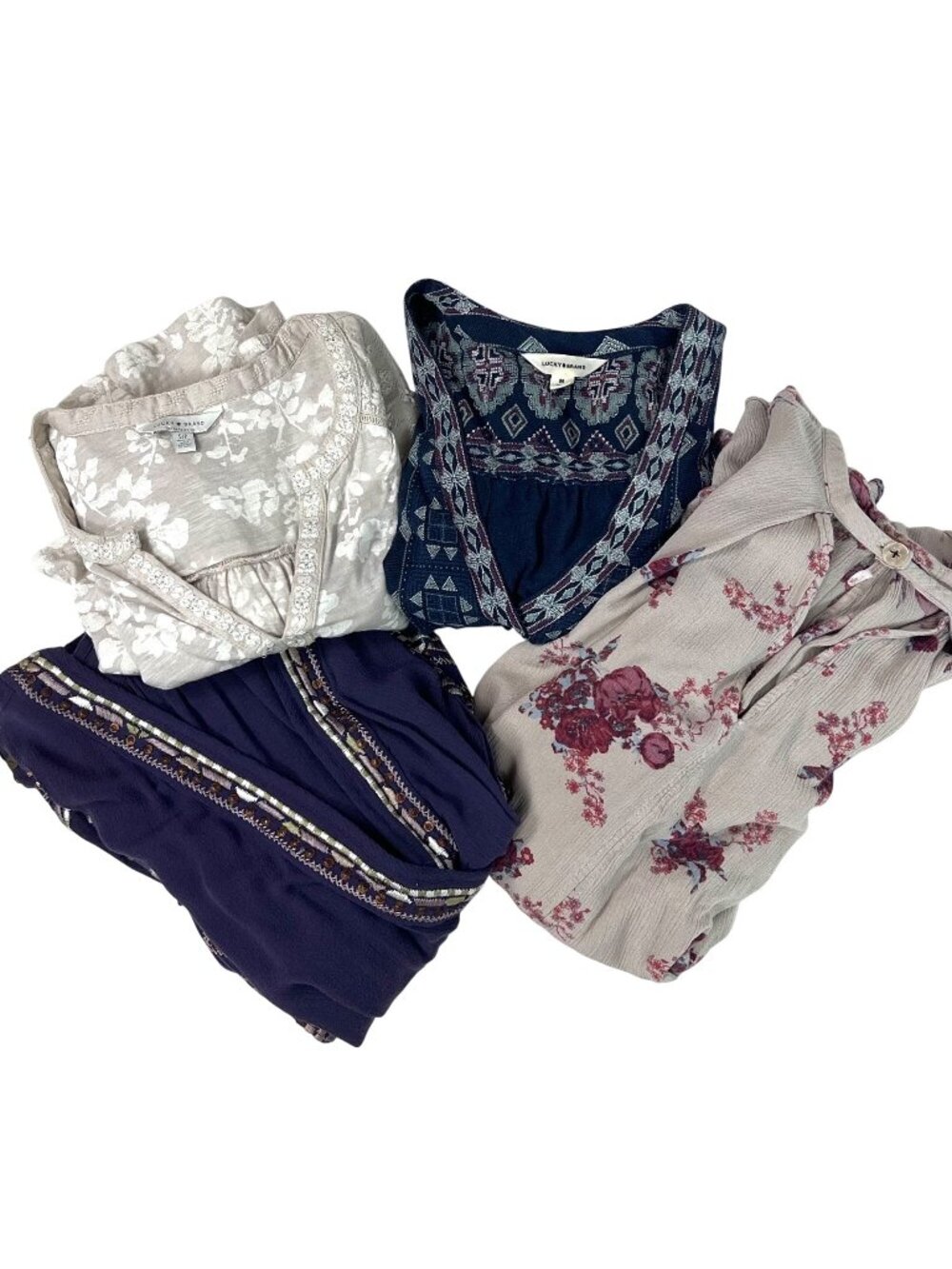 Boho Chic Tops Set of 4 Free People Lucky Brand Flowy S/M Festival Loose Hippie